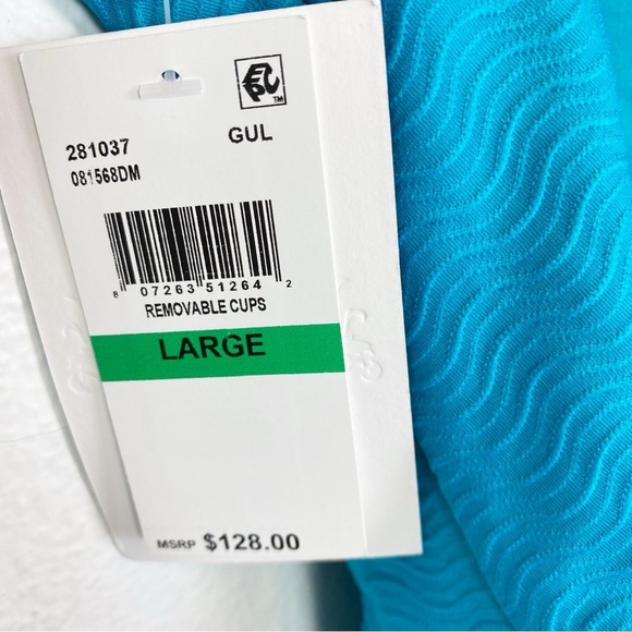 Becca Vibes Tessa Texture Crossover High Neck One-Piece Swimsuit in Gulf - Picture 4 of 4